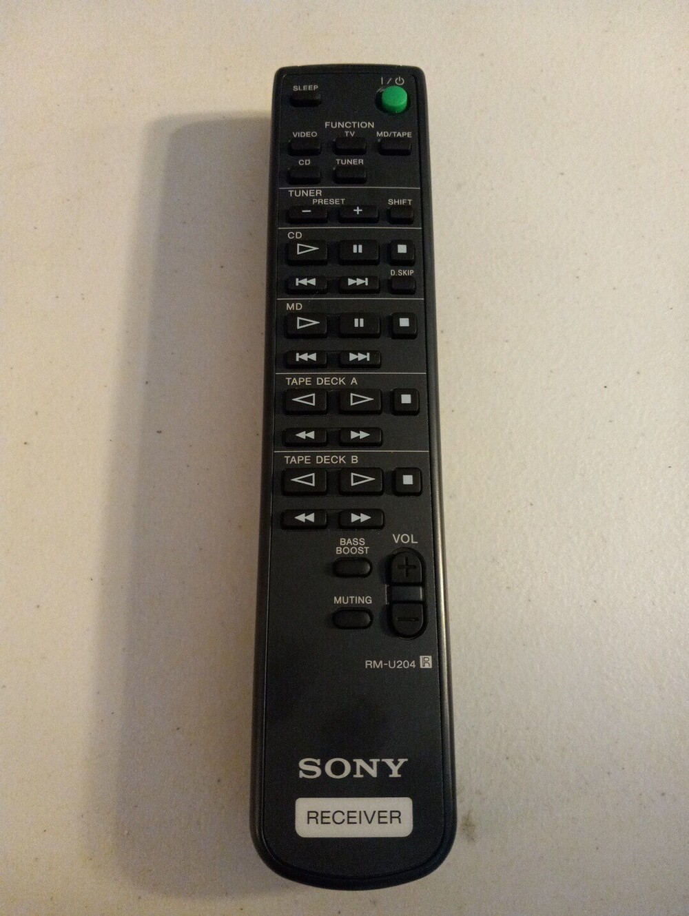 VTG Sony Receiver Remote RM-U204 Black STR-DE135 Cassette Deck Untested